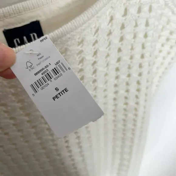 Gap Sleeveless Crochet Mini Dress Womens SP White Square Neck Cotton Minimalist - Picture 7 of 12